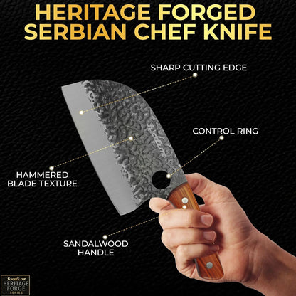 Hand-Forged Professional Butcher Knife (BUTCHER KNIFE SET W/SANDLEWOOD HANDLES)
