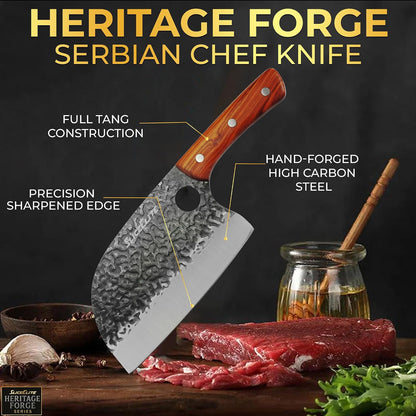 Hand-Forged Professional Butcher Knife (BUTCHER KNIFE SET W/SANDLEWOOD HANDLES)