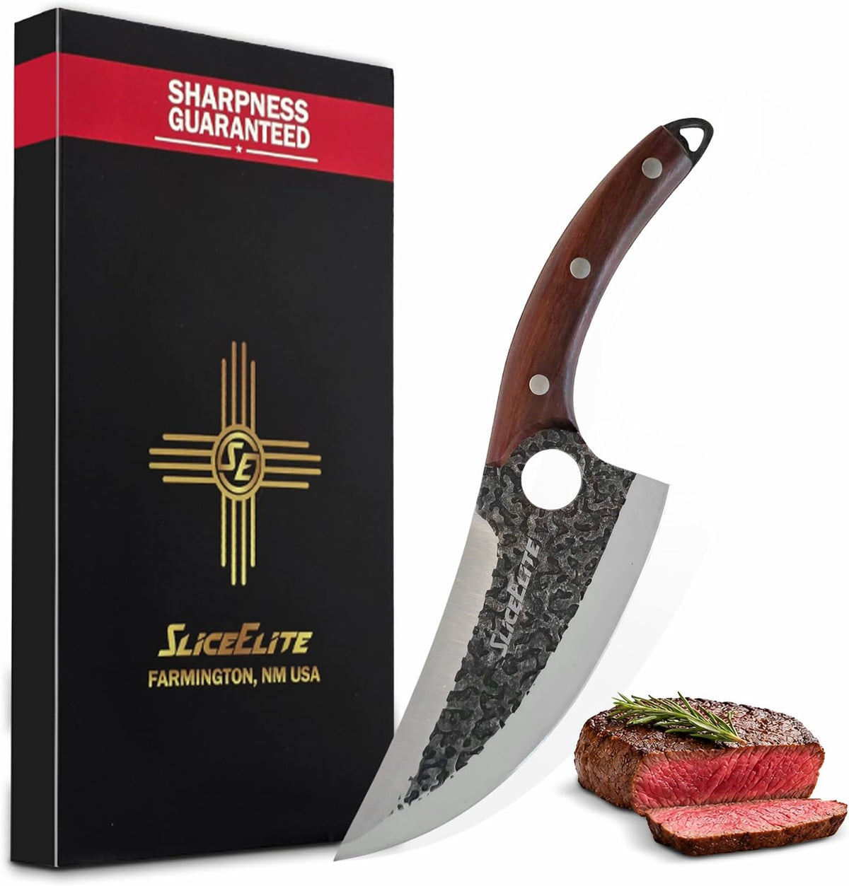 Hand-Forged Professional Butcher Knife (BUTCHER KNIFE SET W/SANDLEWOOD HANDLES)