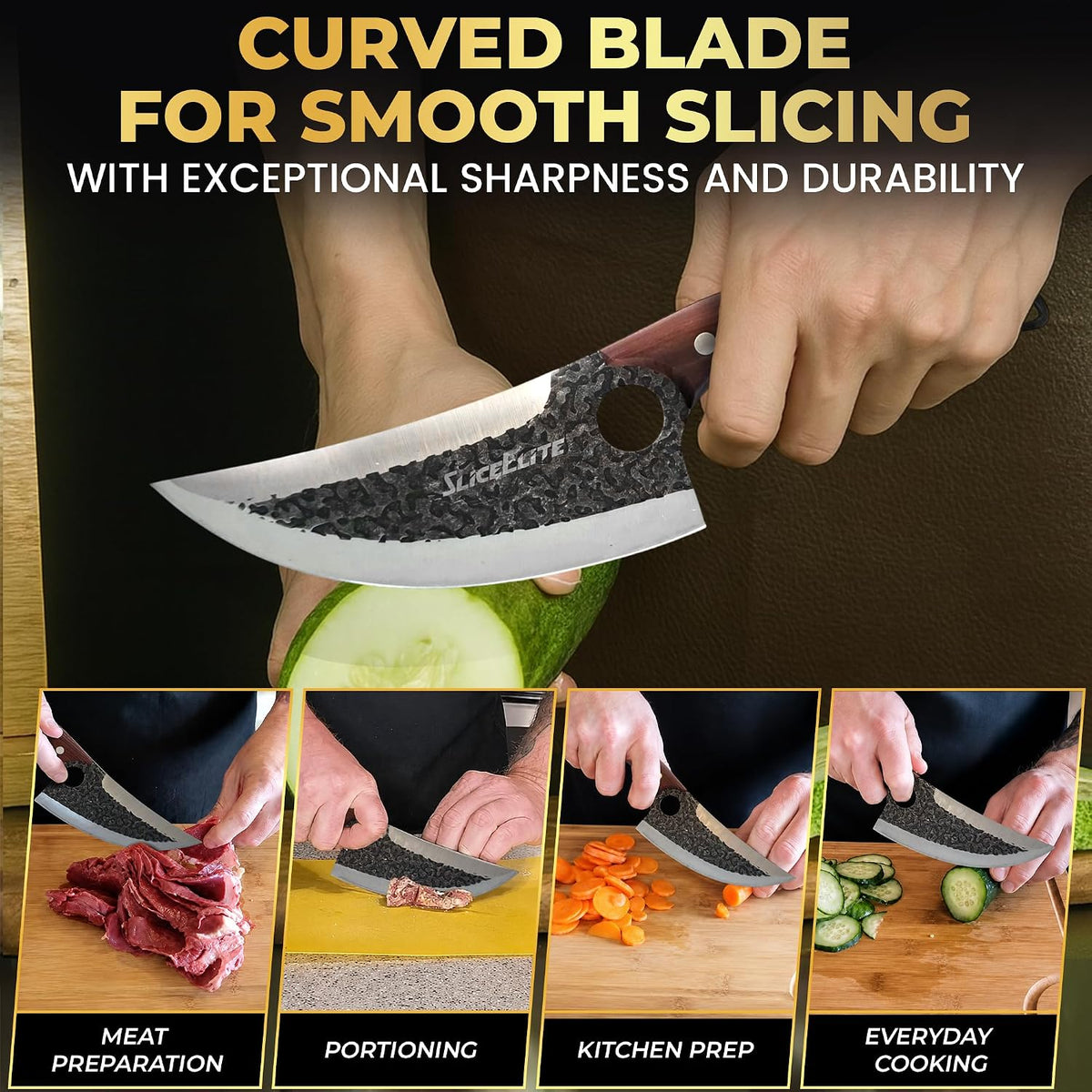 Hand-Forged Professional Butcher Knife (BUTCHER KNIFE SET W/SANDLEWOOD HANDLES)