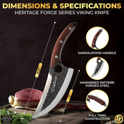 Hand-Forged Professional Butcher Knife (BUTCHER KNIFE SET W/SANDLEWOOD HANDLES)
