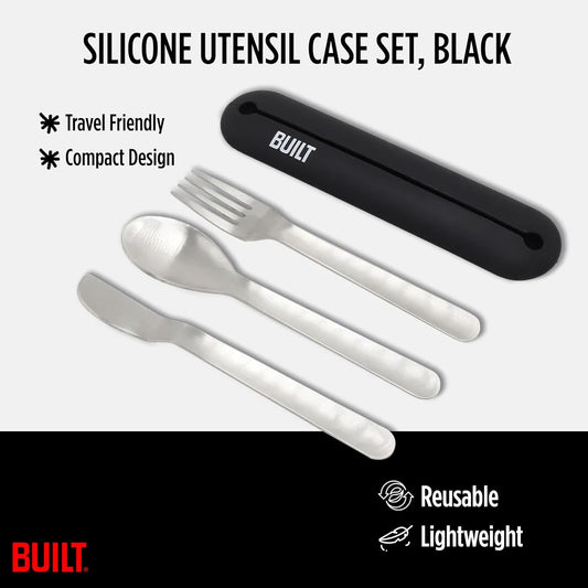 Silicone Utensil Case Set - Black, Set of 4