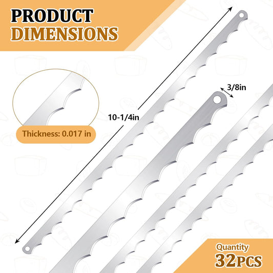 32 Pcs Slicer Bread Knife Slicer Blades Replacement Bread Bow Blades Compatible with Models 703, 711, 732, 758, 777, 797, Replaces 797-0029-1 for Household and Commercial Application