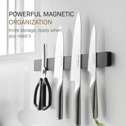Home Magnetic Knife Holder Wall Mount – Strong Magnet Kitchen Knife Strip With Silicone Blade Protection, Easy Installation, Multi-Purpose Organizer For Kitchen, Bathroom & Workspace