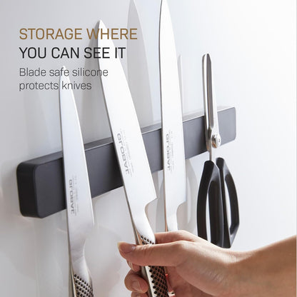 Home Magnetic Knife Holder Wall Mount – Strong Magnet Kitchen Knife Strip With Silicone Blade Protection, Easy Installation, Multi-Purpose Organizer For Kitchen, Bathroom & Workspace