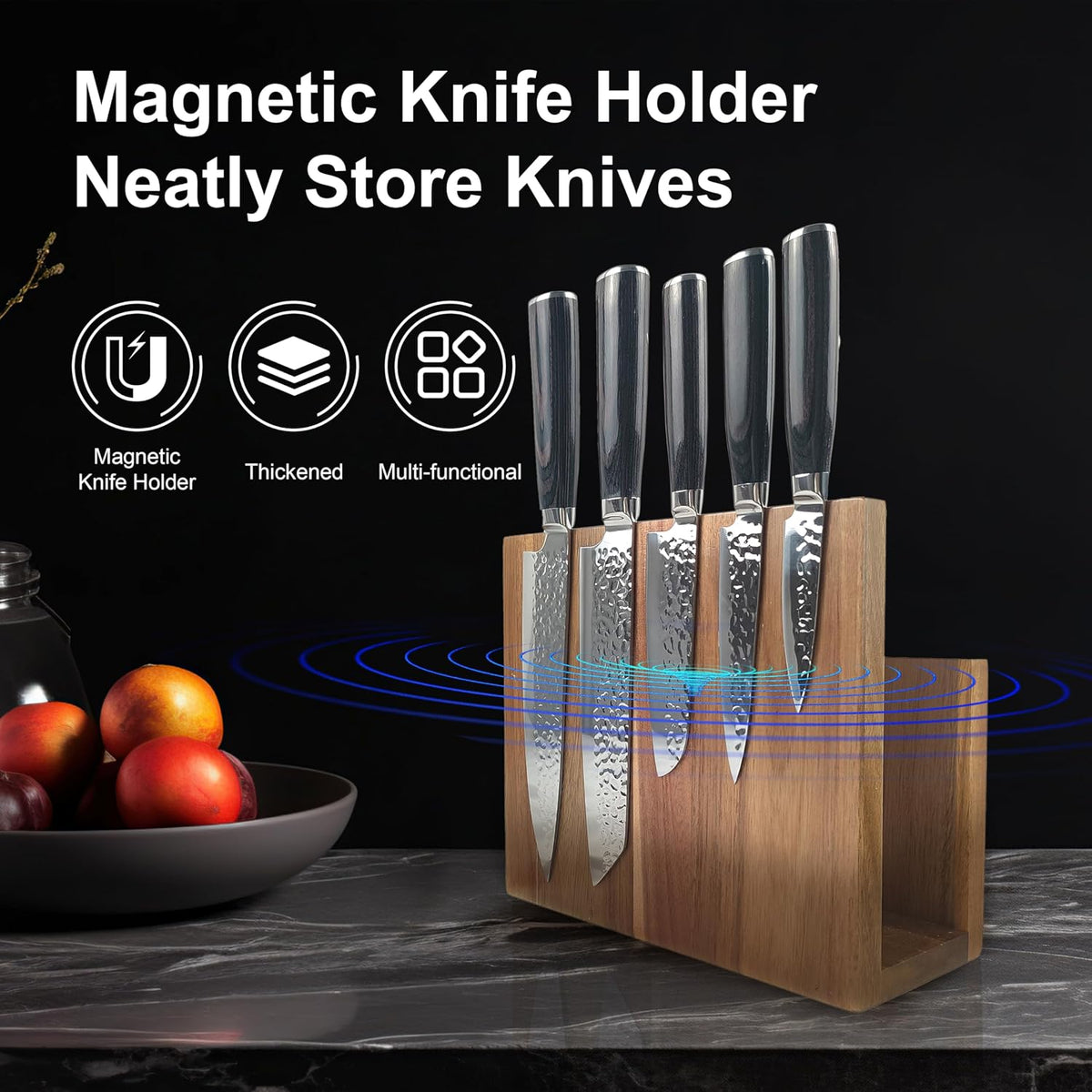 Book Cutting Board Set With Magnetic Knife Holder for Home Cooks