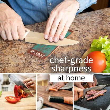 Brown Leather Strop with Compound - Get Razor-Sharp Edges with Stropping Kit, Green Honing Compound & Vegetable Tanned Two Sided Knife Sharpener Step-by-Step Guide Included