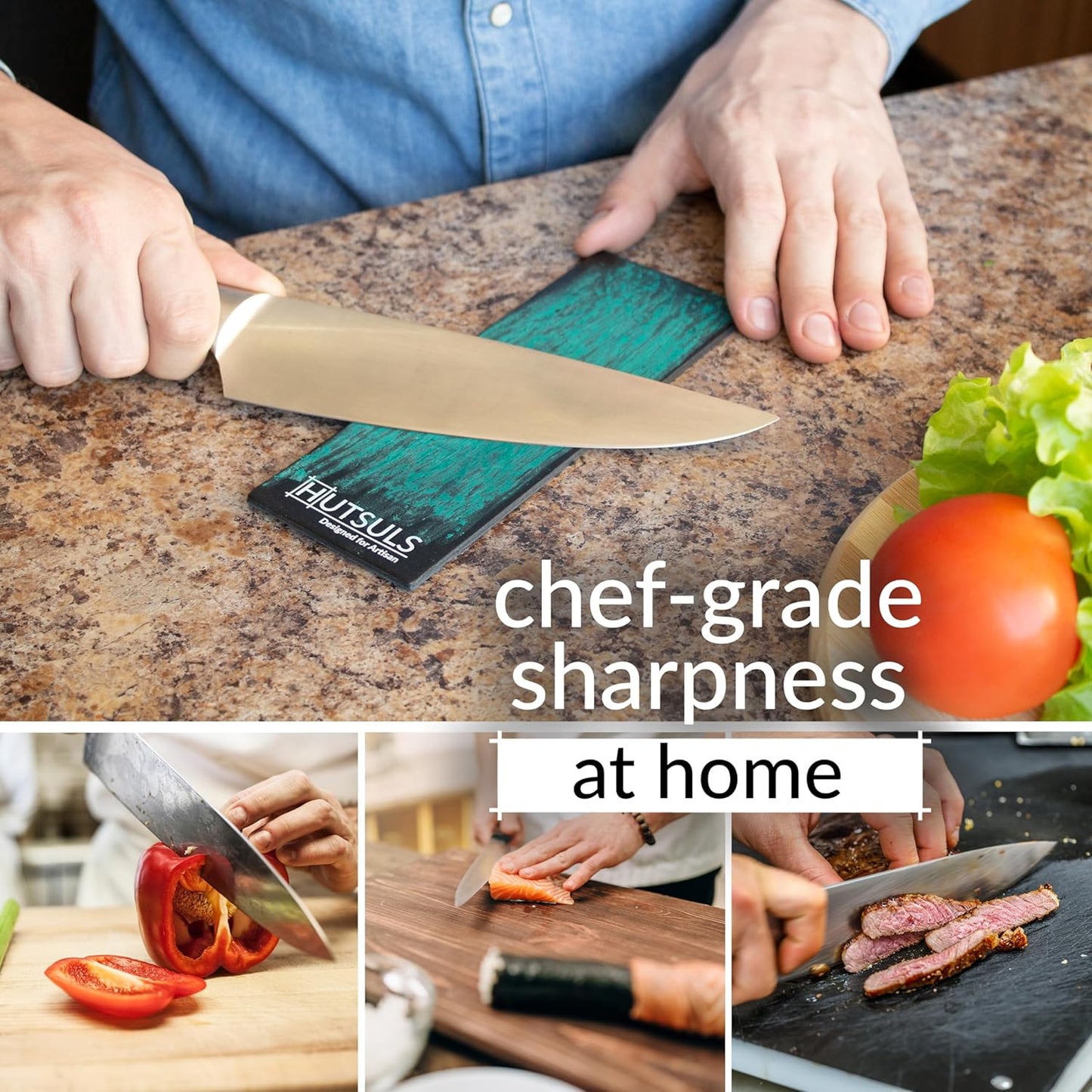 Brown Leather Strop with Compound - Get Razor-Sharp Edges with Stropping Kit, Green Honing Compound & Vegetable Tanned Two Sided Knife Sharpener Step-by-Step Guide Included