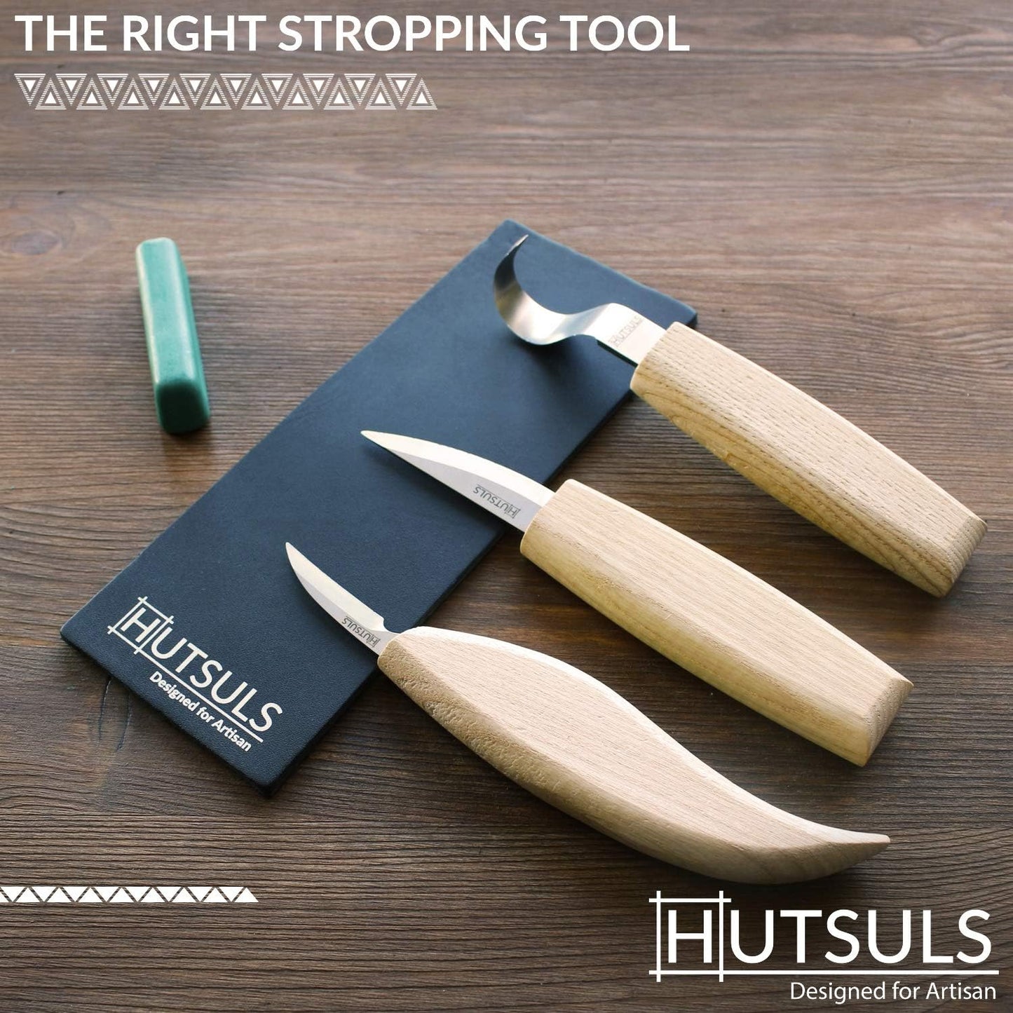 Brown Leather Strop with Compound - Get Razor-Sharp Edges with Stropping Kit, Green Honing Compound & Vegetable Tanned Two Sided Knife Sharpener Step-by-Step Guide Included
