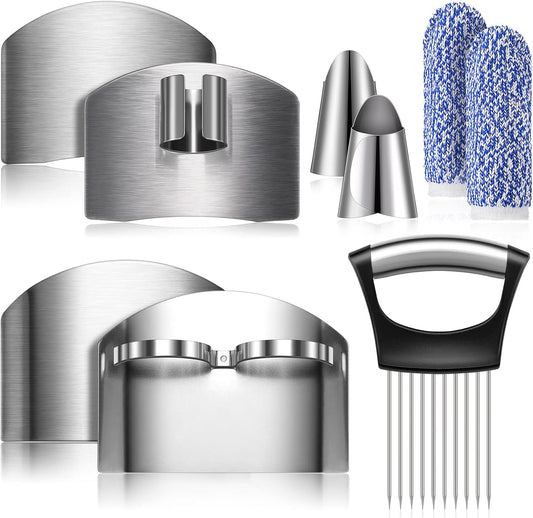 9 Pieces Finger Guard for Cutting Vegetables, Stainless Steel Protector, Knife, Thumb Peelers Onion Holder Slicer Kitchen Tool Avoid Hurting When Slicing and Chopping