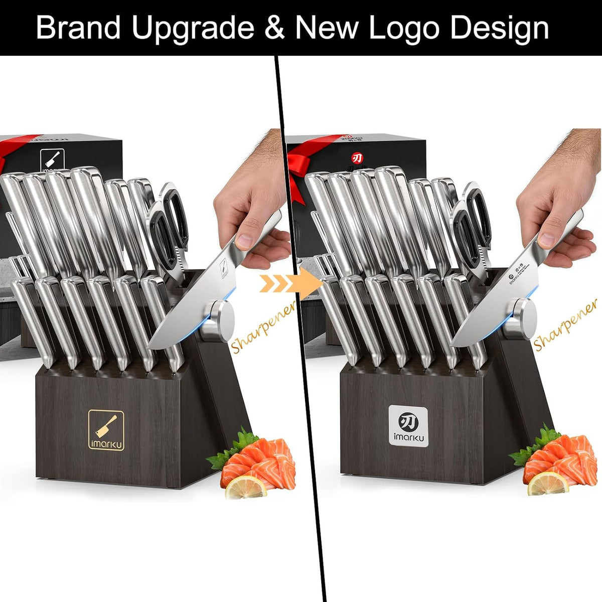 Knife Set with Block, Built-In Sharpener, Stainless Steel,Pink | Kitchen Knife Set With Block, Ergonomic Non-Slip Handles, Durable Steel Blades And Balanced Design For Comfortable Prep