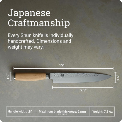 Premier Blonde 9.5" Slicing Knife | Handcrafted Japanese Meat Slicing Knife, VG-MAX Core, Damascus Stainless Steel Cladding, Pakkawood Handle