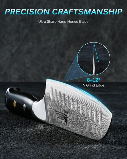 Gin Series 7" Santoku Knife, Japanese Chef Knife VG10 Damascus Stainless Steel Kitchen Knife with Silver Ion Blade G10 Handle Mosaic Pin