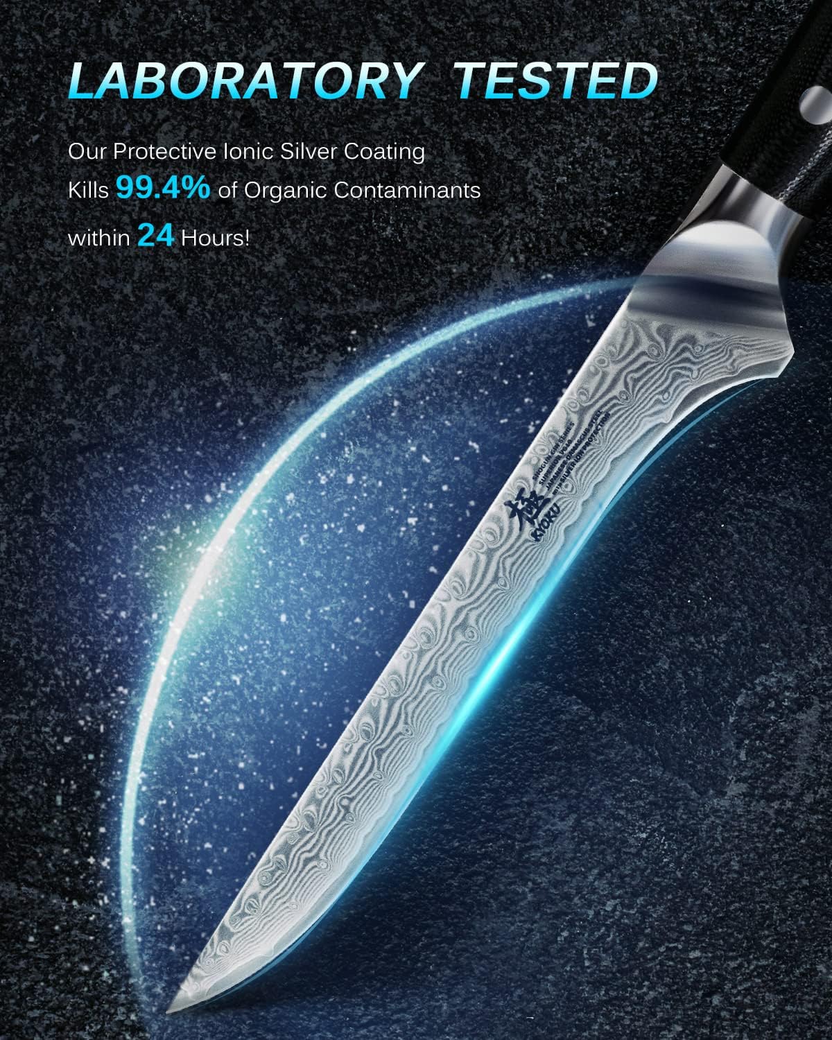 Gin Series 7" Santoku Knife, Japanese Chef Knife VG10 Damascus Stainless Steel Kitchen Knife with Silver Ion Blade G10 Handle Mosaic Pin