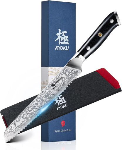 Gin Series 7" Santoku Knife, Japanese Chef Knife VG10 Damascus Stainless Steel Kitchen Knife with Silver Ion Blade G10 Handle Mosaic Pin