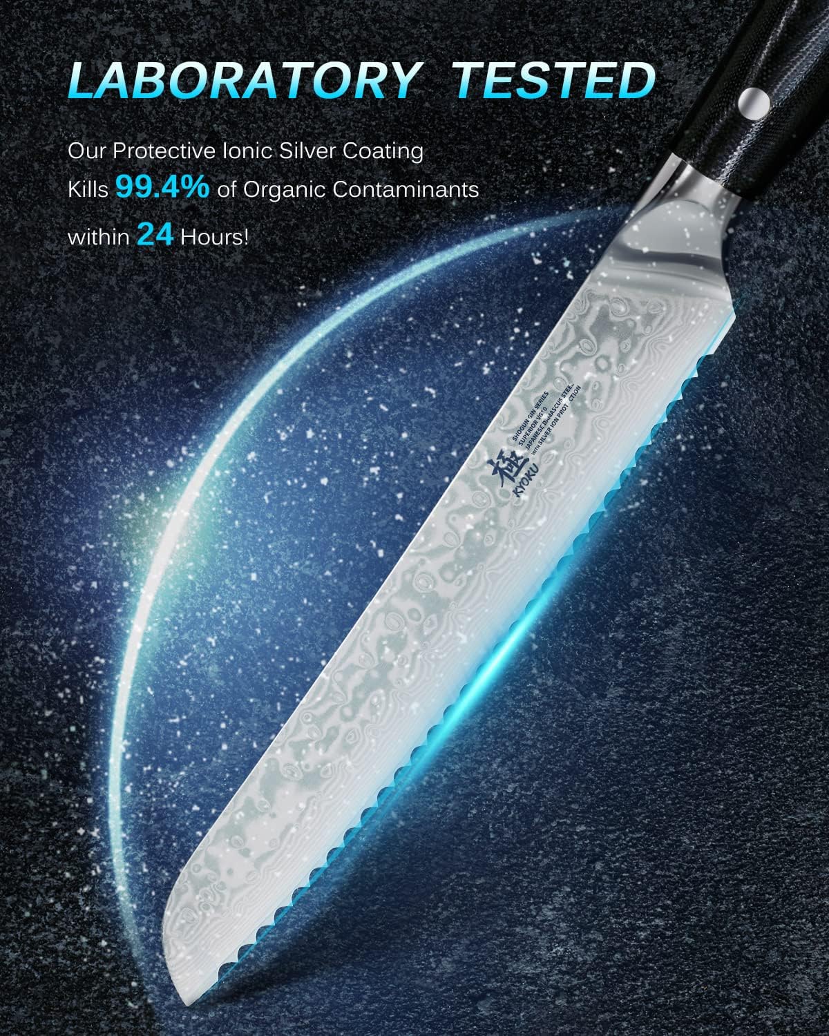 Gin Series 7" Santoku Knife, Japanese Chef Knife VG10 Damascus Stainless Steel Kitchen Knife with Silver Ion Blade G10 Handle Mosaic Pin