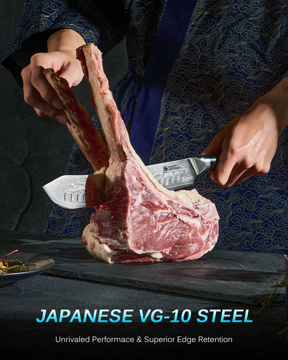 Gin Series 7" Santoku Knife, Japanese Chef Knife VG10 Damascus Stainless Steel Kitchen Knife with Silver Ion Blade G10 Handle Mosaic Pin