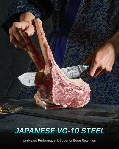 Gin Series 7" Santoku Knife, Japanese Chef Knife VG10 Damascus Stainless Steel Kitchen Knife with Silver Ion Blade G10 Handle Mosaic Pin