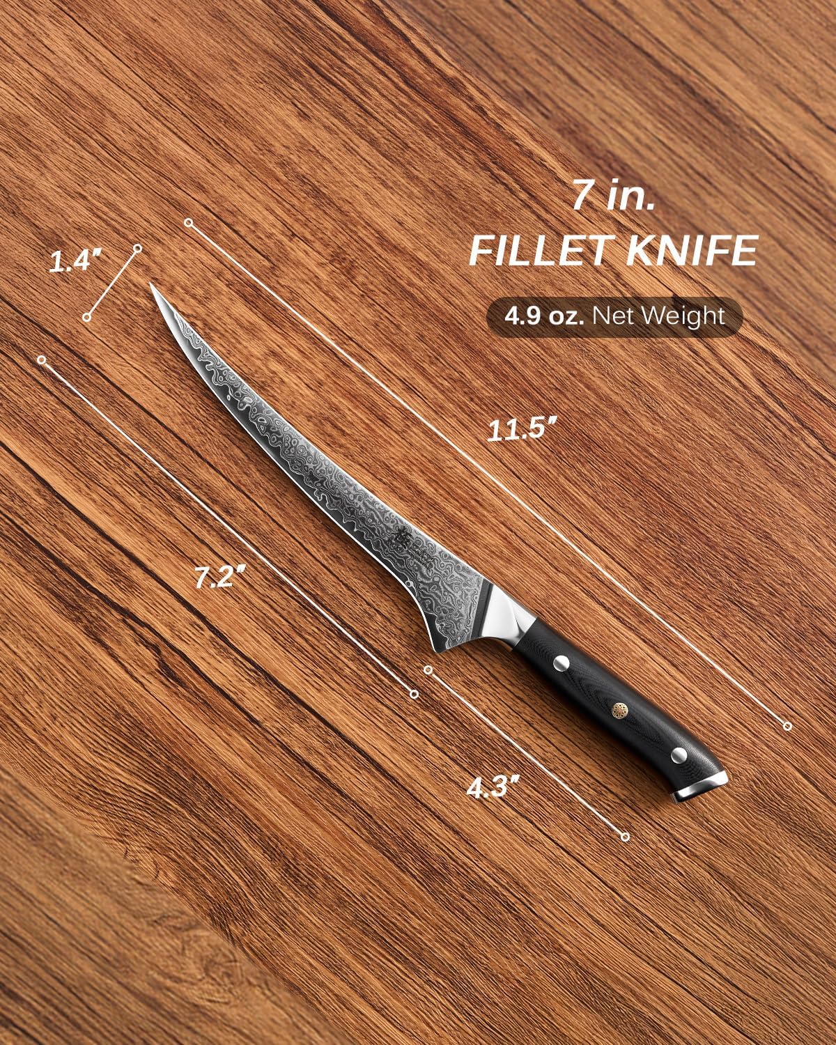 Gin Series 7" Santoku Knife, Japanese Chef Knife VG10 Damascus Stainless Steel Kitchen Knife with Silver Ion Blade G10 Handle Mosaic Pin