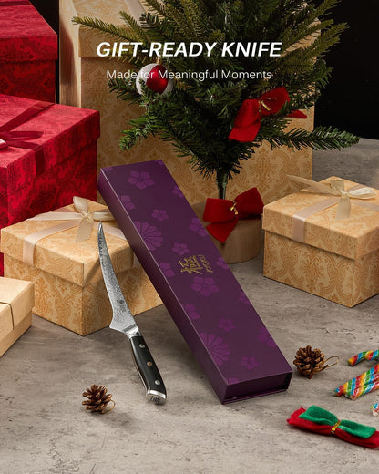 Gin Series 7" Santoku Knife, Japanese Chef Knife VG10 Damascus Stainless Steel Kitchen Knife with Silver Ion Blade G10 Handle Mosaic Pin