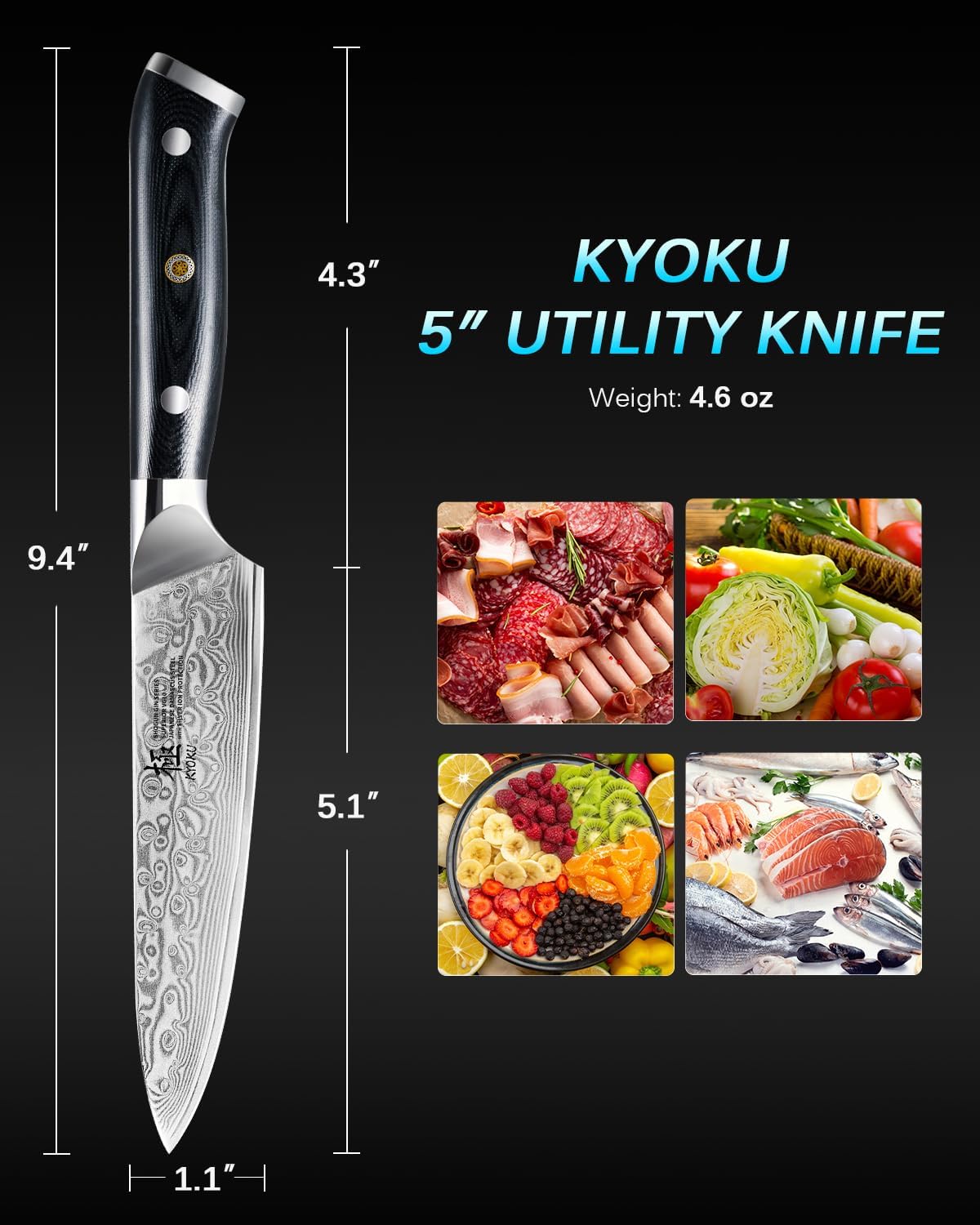 Gin Series 7" Santoku Knife, Japanese Chef Knife VG10 Damascus Stainless Steel Kitchen Knife with Silver Ion Blade G10 Handle Mosaic Pin