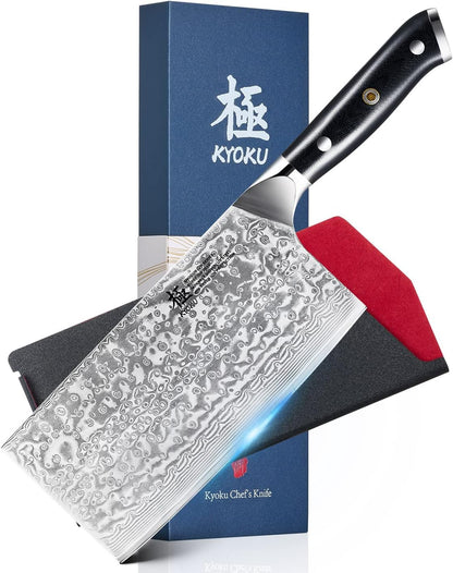Gin Series 7" Santoku Knife, Japanese Chef Knife VG10 Damascus Stainless Steel Kitchen Knife with Silver Ion Blade G10 Handle Mosaic Pin