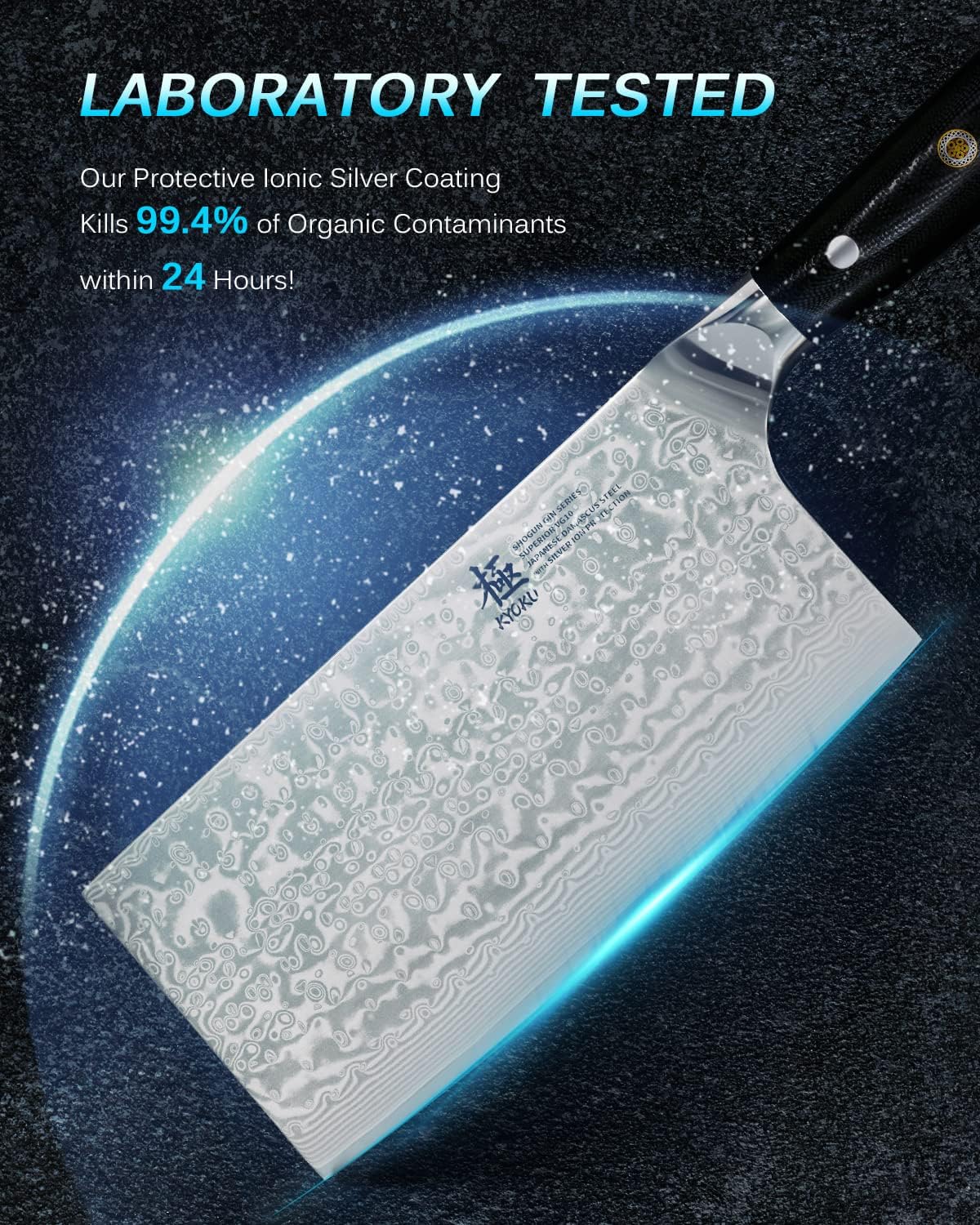 Gin Series 7" Santoku Knife, Japanese Chef Knife VG10 Damascus Stainless Steel Kitchen Knife with Silver Ion Blade G10 Handle Mosaic Pin