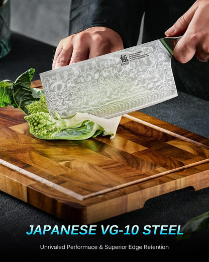 Gin Series 7" Santoku Knife, Japanese Chef Knife VG10 Damascus Stainless Steel Kitchen Knife with Silver Ion Blade G10 Handle Mosaic Pin