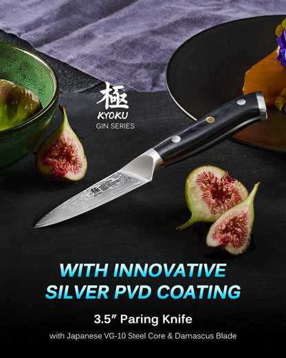 Gin Series 7" Santoku Knife, Japanese Chef Knife VG10 Damascus Stainless Steel Kitchen Knife with Silver Ion Blade G10 Handle Mosaic Pin