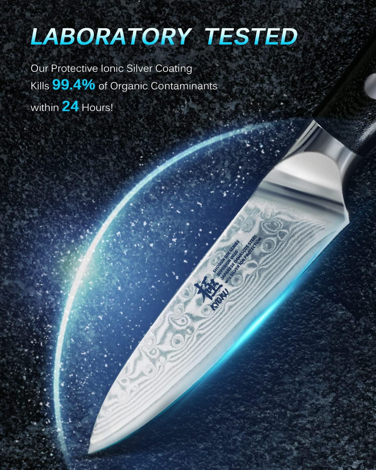 Gin Series 7" Santoku Knife, Japanese Chef Knife VG10 Damascus Stainless Steel Kitchen Knife with Silver Ion Blade G10 Handle Mosaic Pin