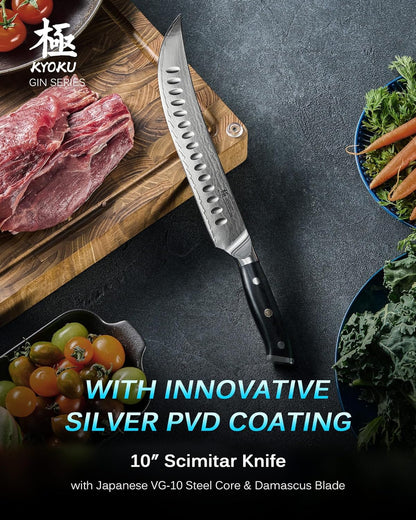 Gin Series 7" Santoku Knife, Japanese Chef Knife VG10 Damascus Stainless Steel Kitchen Knife with Silver Ion Blade G10 Handle Mosaic Pin
