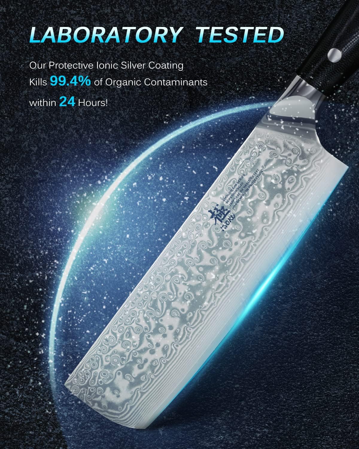 Gin Series 7" Santoku Knife, Japanese Chef Knife VG10 Damascus Stainless Steel Kitchen Knife with Silver Ion Blade G10 Handle Mosaic Pin