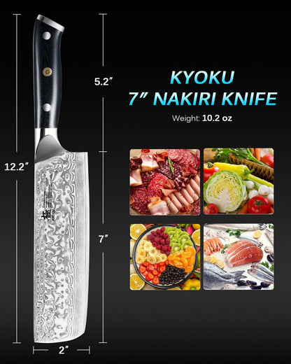 Gin Series 7" Santoku Knife, Japanese Chef Knife VG10 Damascus Stainless Steel Kitchen Knife with Silver Ion Blade G10 Handle Mosaic Pin