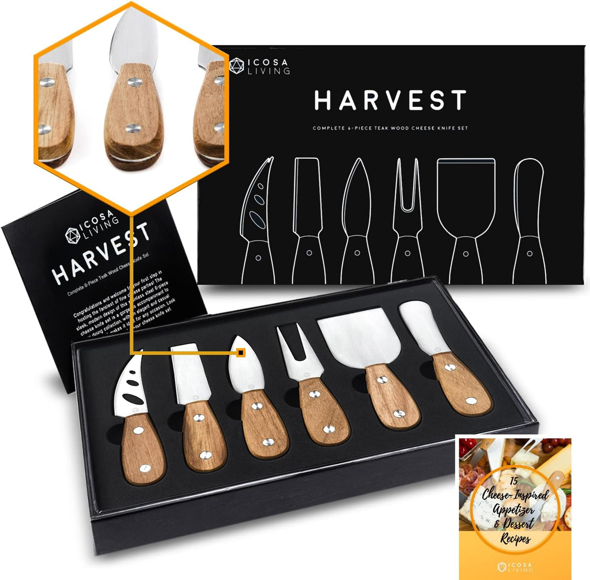 Lunar 6-Piece Premium Stainless Steel Cheese Knife Set
