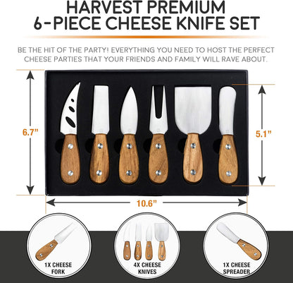 Lunar 6-Piece Premium Stainless Steel Cheese Knife Set