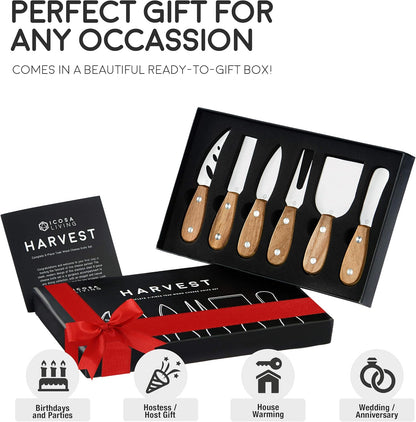 Lunar 6-Piece Premium Stainless Steel Cheese Knife Set