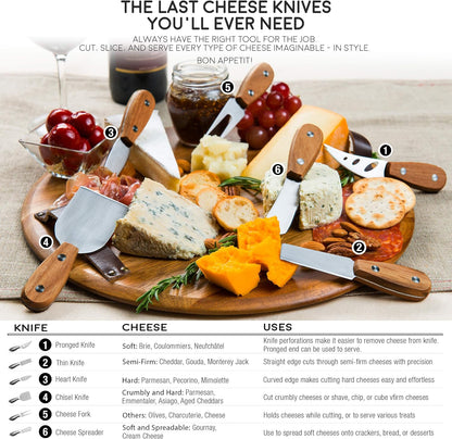 Lunar 6-Piece Premium Stainless Steel Cheese Knife Set