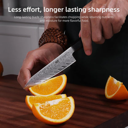 9 inch Japanese Kiritsuke Knife, Sharp Cuchillos Japoneses, Damascus Kitchen Knife for Professional & Home Chefs (BLACK-ROSE Series)