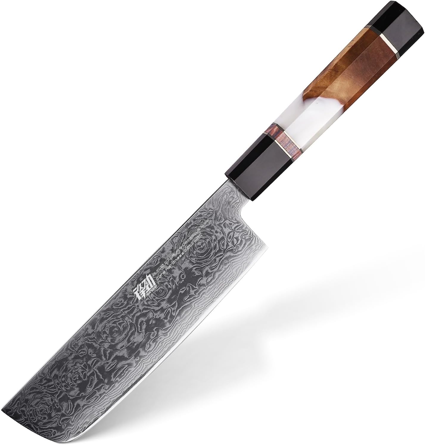9 inch Japanese Kiritsuke Knife, Sharp Cuchillos Japoneses, Damascus Kitchen Knife for Professional & Home Chefs (BLACK-ROSE Series)