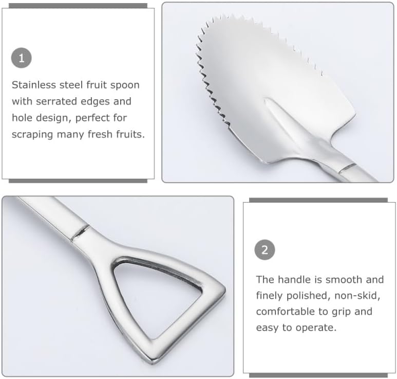 3-Pack Stainless Steel Grapefruit Spoons with Serrated Edges and Hole Design 6.18In Fruit Scraping Spoons for Kitchen and Dining