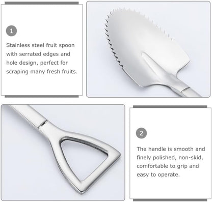 3-Pack Stainless Steel Grapefruit Spoons with Serrated Edges and Hole Design 6.18In Fruit Scraping Spoons for Kitchen and Dining