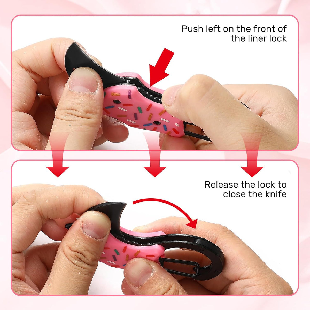 Donut Folding Pocket Utility Knife,1.34''Blade Small EDC Knife,Pink Pocket Knife for Women Men,Cute Folding Knife Box Cutter，Perfect Christmas Gift for Women（Donut）