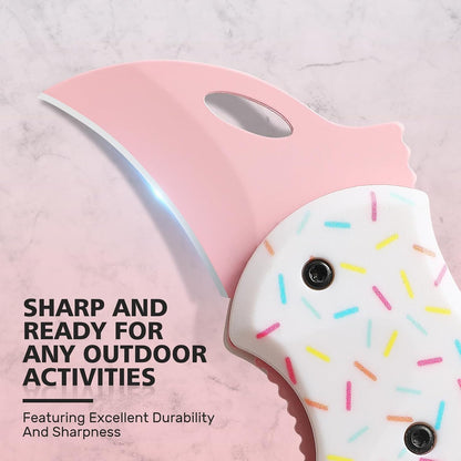 Donut Folding Pocket Utility Knife,1.34''Blade Small EDC Knife,Pink Pocket Knife for Women Men,Cute Folding Knife Box Cutter，Perfect Christmas Gift for Women（Donut）