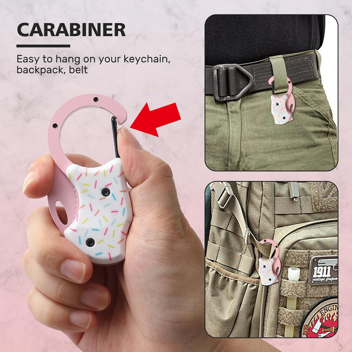 Donut Folding Pocket Utility Knife,1.34''Blade Small EDC Knife,Pink Pocket Knife for Women Men,Cute Folding Knife Box Cutter，Perfect Christmas Gift for Women（Donut）