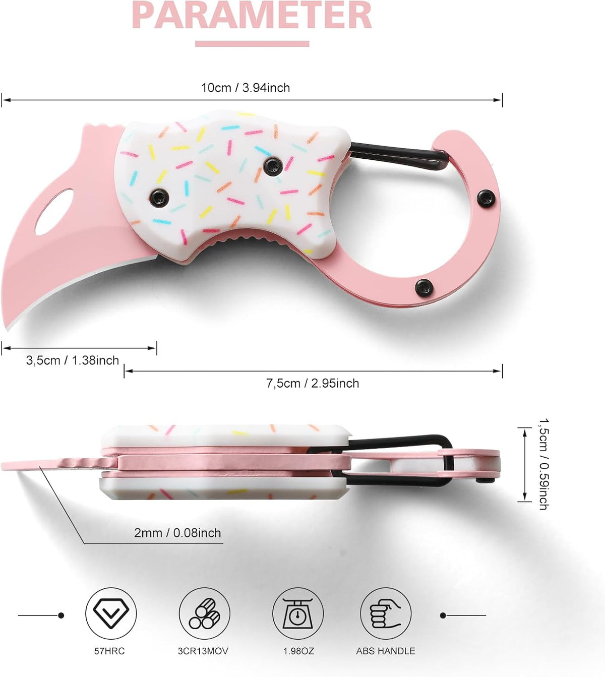 Donut Folding Pocket Utility Knife,1.34''Blade Small EDC Knife,Pink Pocket Knife for Women Men,Cute Folding Knife Box Cutter，Perfect Christmas Gift for Women（Donut）