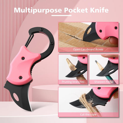 Donut Folding Pocket Utility Knife,1.34''Blade Small EDC Knife,Pink Pocket Knife for Women Men,Cute Folding Knife Box Cutter，Perfect Christmas Gift for Women（Donut）