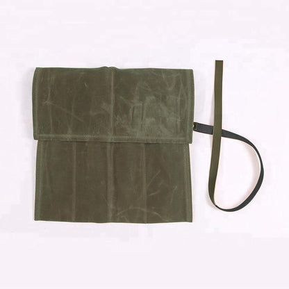 Chisel Roll,Waxed Canvas Tools Wrench Roll Up Pouch with 4 Pockets for Knife Hammers,Gouges, Carving Knife,Fishing Jigs,Best Gift for Electrician,Carpenter or Mechanic,Chisel Carrying Case Organizer