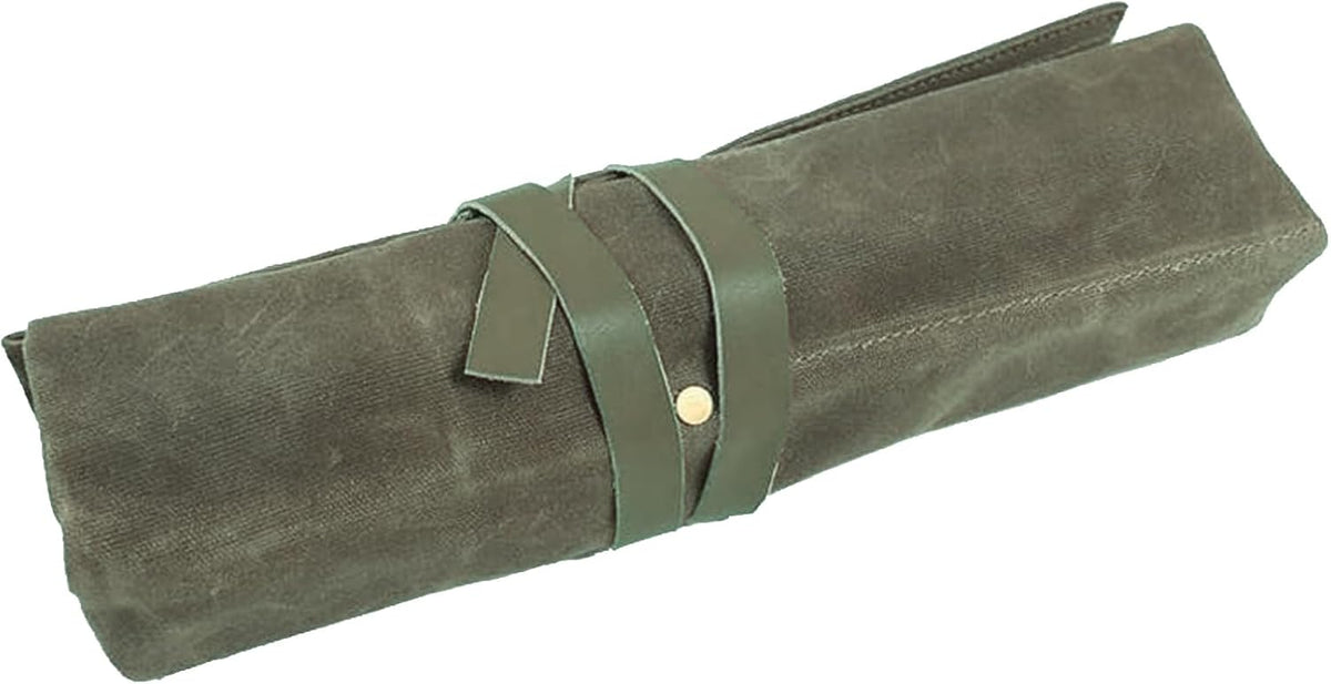Chisel Roll,Waxed Canvas Tools Wrench Roll Up Pouch with 4 Pockets for Knife Hammers,Gouges, Carving Knife,Fishing Jigs,Best Gift for Electrician,Carpenter or Mechanic,Chisel Carrying Case Organizer