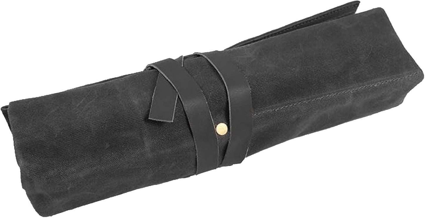 Chisel Roll,Waxed Canvas Tools Wrench Roll Up Pouch with 4 Pockets for Knife Hammers,Gouges, Carving Knife,Fishing Jigs,Best Gift for Electrician,Carpenter or Mechanic,Chisel Carrying Case Organizer