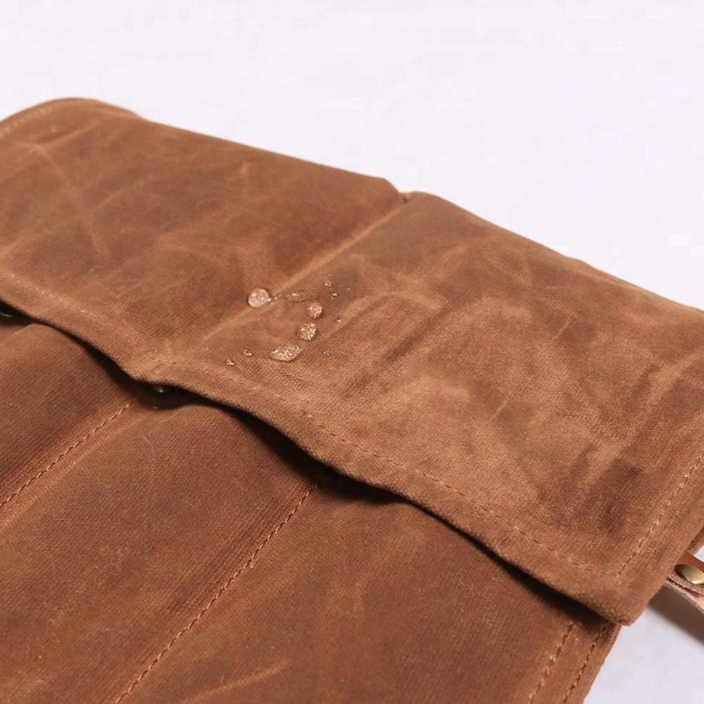 Chisel Roll,Waxed Canvas Tools Wrench Roll Up Pouch with 4 Pockets for Knife Hammers,Gouges, Carving Knife,Fishing Jigs,Best Gift for Electrician,Carpenter or Mechanic,Chisel Carrying Case Organizer